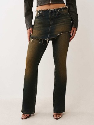 BECCA MID RISE SKIRT OVERLAY BOOTCUT JEAN