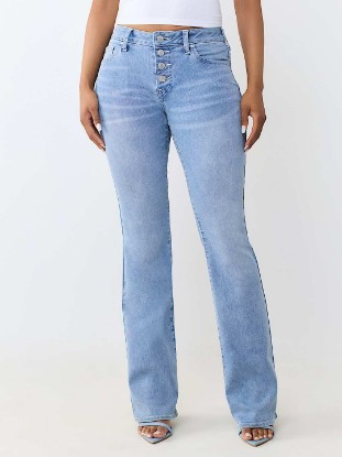 BECCA MID RISE BUTTON-FRONT BOOTCUT JEAN
