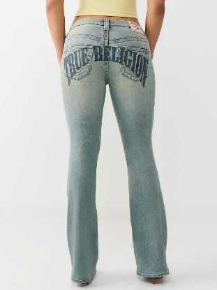BECCA MID RISE ARCHED LOGO BOOTCUT JEAN