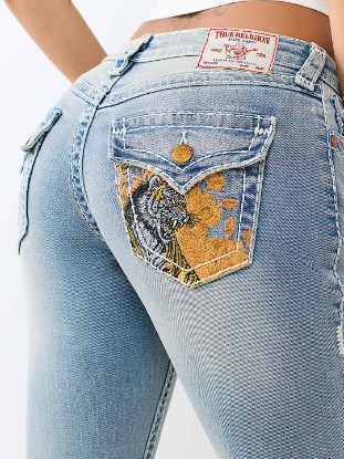 BECCA MID RISE TIGER SUPER T FLAP BOOTCUT JEAN