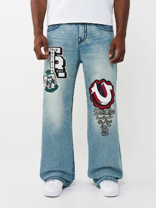 VINNY VARSITY PATCH BIG T ULTRA BAGGY JEAN 34"