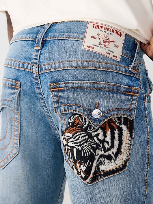 RICKY EMBROIDERED TIGER BIG T FLAP STRAIGHT JEAN 34"