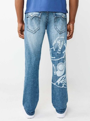Ricky Buddha Print Flap Straight Jean 34"