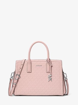 Picture of Sac à main Laila de taille moyenne à logo Signature en ROSE FUMÉ