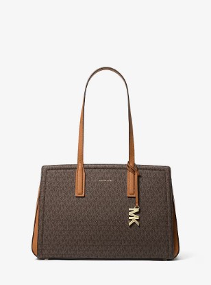 Picture of Sac fourre-tout Laila de taille moyenne à logo Signature en BRUN/NOISETTE