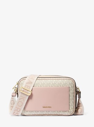 Picture of Maeve Large Signature Logo Crossbody Bag in VANILLA/SOFT PINK