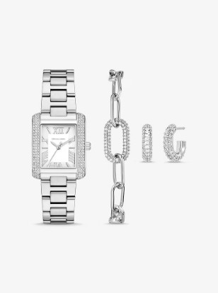 Picture of Petite Emery Silver-Tone Watch and Jewelry Gift Set in SILVER