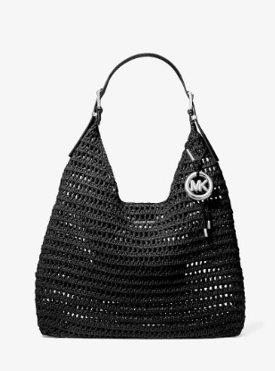 Picture of Nolita Large Crocheted Hobo Shoulder Bag in BLACK/BLACK