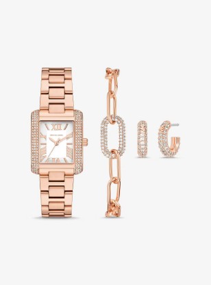 Picture of Petite Emery Rose Gold-Tone Watch and Jewelry Gift Set in ROSE GOLD
