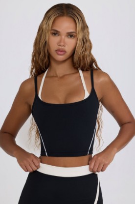 Picture of Soft Active Layered Cropped Tank Top in Black