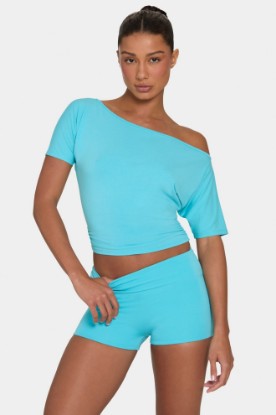 Picture of ButterCloud™ Slouchy Off-Shoulder Top in Aqua