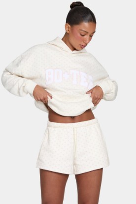 Picture of Oversized Applique Hoodie in Blush Polka Dot