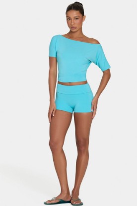 Picture of ButterCloud™ Mini Foldover Shorts in Aqua