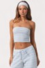 Picture of Ribbed Jersey Bandeau Top in Blue Stripe