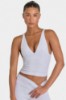 Bo+Tee model Kiele wearing the BT16360__LightGreyMarl Full Top in Light Grey Marl Ribbed Modal fabric perfect for yoga sessions