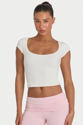 Bo+Tee model Kiele wearing the BT16372__Ivory Full Top in Ivory Modal fabric perfect for casual outings