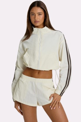 Picture of Woven Zip-Up Track Jacket in Coconut