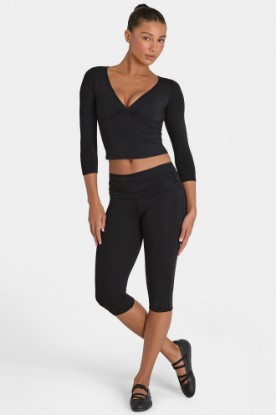 Bo+Tee model Kiele wearing the BT16390__Black Leggings in Black Modal fabric perfect for yoga sessions