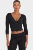 Bo+Tee model Kiele wearing the BT16395__Black Full Top in Black Modal fabric perfect for yoga sessions