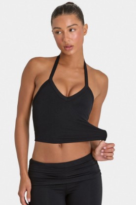Bo+Tee model Kiele wearing the BT16359__Black Full Top in Black Modal fabric perfect for running errands