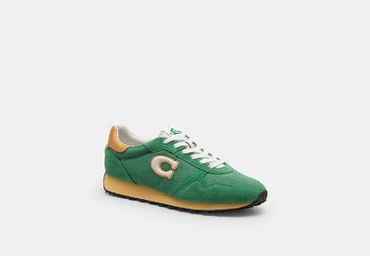 COACH®,Retro Runner,Leather,Recycled Polyester,Polyester,Suede,Mesh,Rubber,Activewear,Logo,Sustainable,Father's Day,Green,Front View