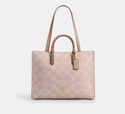 Picture of Maggie Tote Bag In Blocked Signature Canvas