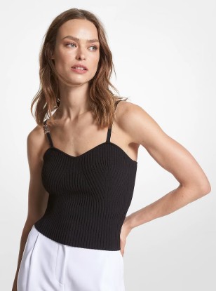 Picture of Ribbed Stretch Viscose Cropped Tank Top