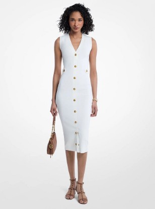 Stretch Knit Midi Dress in BONE | Michael Kors