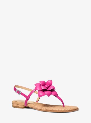 Picture of Jacie Floral Embellished Leather T-Strap Sandal