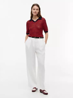 Picture of Striped Pointelle Sweater Polo