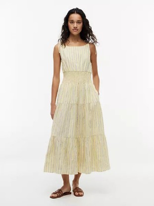 Picture of Tiered Seersucker Midi Dress