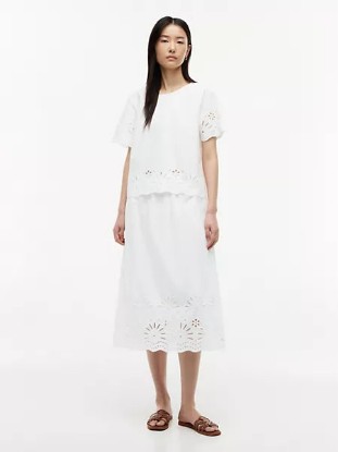 Picture of Embroidered Eyelet Poplin Midi Skirt