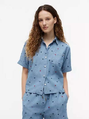 Picture of Allover Star-Embroidered Chambray Shirt