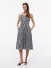 Picture of Gingham Shirred Linen-Blend Midi Dress