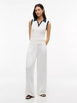 Picture of Sleeveless Cable Knit Sweater Polo