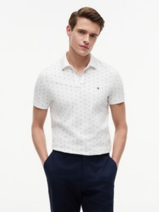 Regular Fit Anchor Print Interlock Polo, White