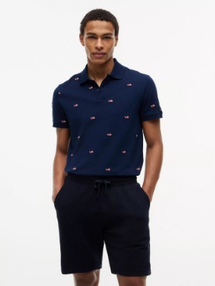 Picture of Regular Fit Allover Flag Logo Pique Polo