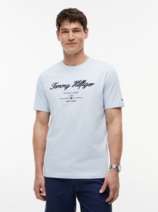 Embroidered Script Logo T-Shirt, Breezy Blue