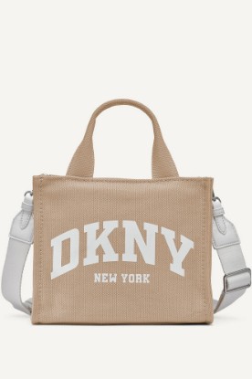Light Khaki/Marshmallow HADLEE CANVAS SMALL LOGO TOTE, VIEW 1