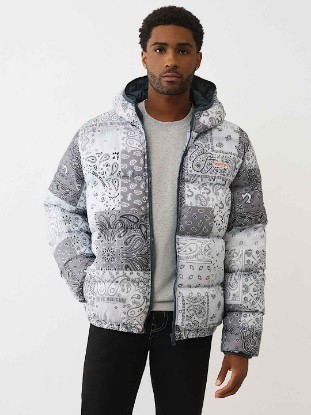 BANDANA PRINT PUFFER JACKET