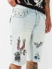 ROCCO BIG T DOODLE FRAYED HEM FLAP SHORT