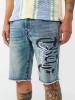 RICKY GRAPHIC FRAYED HEM FLAP SHORT