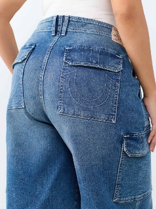 PLUS DENIM CARGO STRAIGHT JEAN