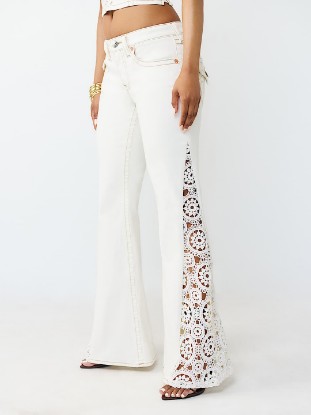 CROCHET MID RISE FLAP FLARE JEAN