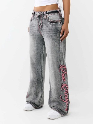 BOBBI MID RISE  BIG T SCRIPT FLAP BAGGY JEAN
