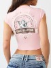 LOGO V-NOTCH CAP SLEEVE TEE