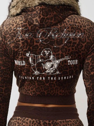 VELOUR FAUX FUR SHRUNKEN ZIP HOODIE