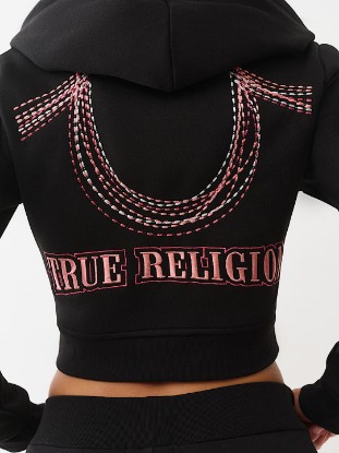 RAINBOW STITCH HORSESHOE SHRUNKEN ZIP HOODIE