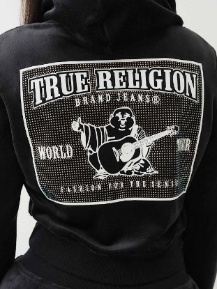 VELOUR CRYSTAL SHRUNKEN ZIP HOODIE
