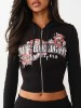 WAFFLE KNIT CONTOUR ZIP UP HOODIE